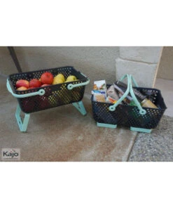 2 Paniers Kajo 15L Gris / Vert Pastel