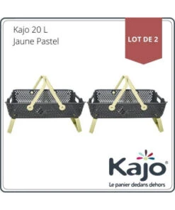 2 Paniers Kajo 20L Gris / Jaune Pastel