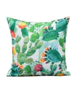 Coussin Motif 45x45 Decor Cactus Vert