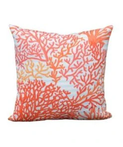 Coussin Motif 45x45 Decor Corail Rouge