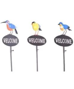OISEAU WELCOME SUR BATON 22X6X128CM METAL
