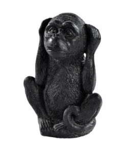 Singe Pm Je N'Ai Rien Entendu 15Cm Cire Noir