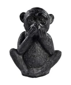 Singe Pm Je Ne Dirai Rien 15Cm Cire Noir